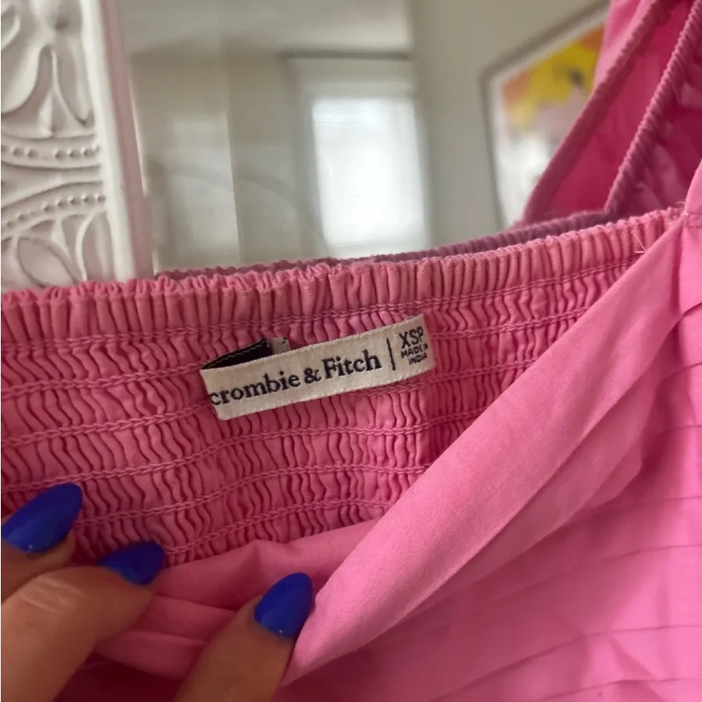 Abercrombie Puff Sleeve Emerson Mini Dress Pink - Picture 7 of 7